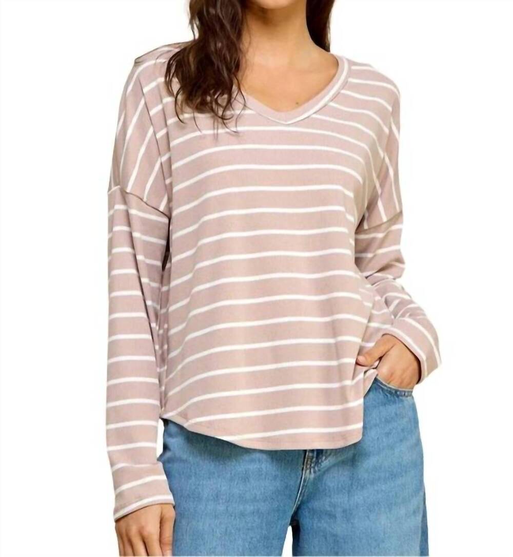 NEW LES AMIS basic striped top in taupe